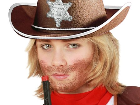 Brauner Sheriff Cowboy Hut für Kinder Supply