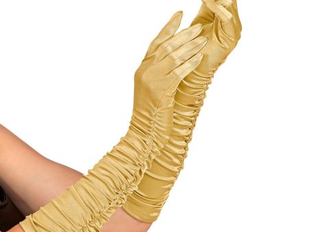 Geraffte Handschuhe in Gold 44cm Fashion