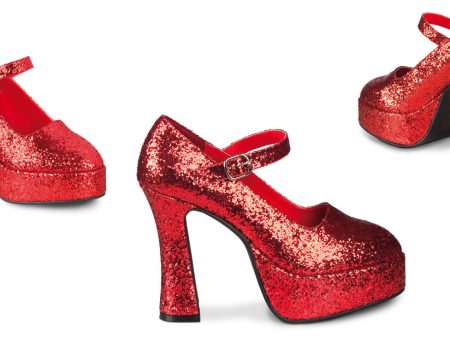 Disco Glitter Plateau Pumps rot Sale