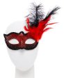 Elegante Federmaske schwarz-rot Cheap