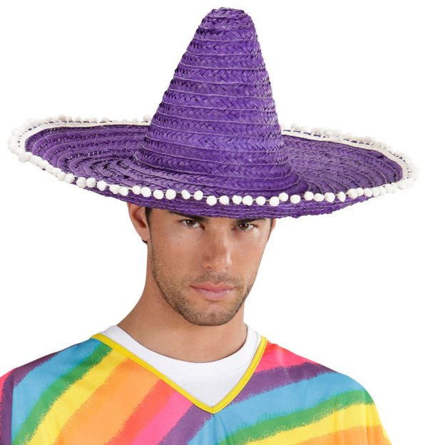 Sombrero 50cm mit Bommeln lila Sale