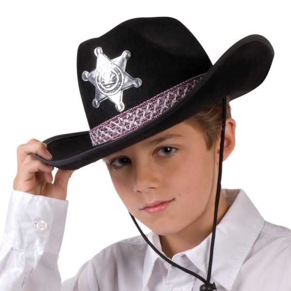 Sheriff Hut schwarz für Kinder Discount