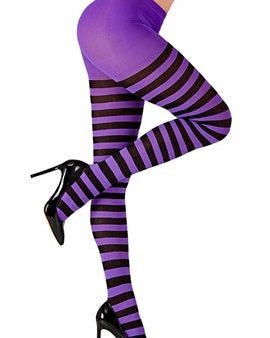 Strumpfhose schwarz-violett-gestreift Fashion