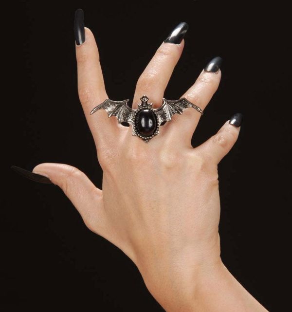 Gotische Fledermaus Ring mit Edelstein Online Sale