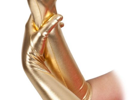 Lange Metallic Handschuhe gold Hot on Sale